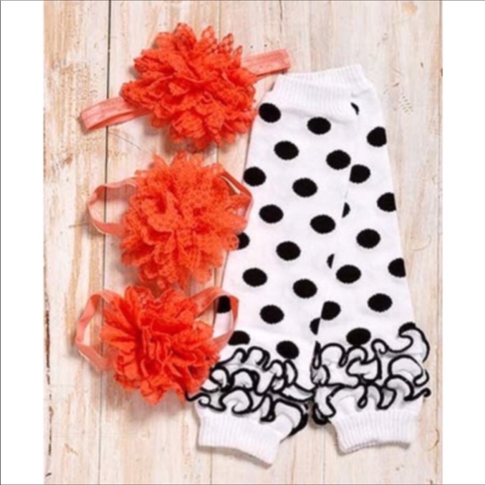 NWT! Polka Dot 3 Pieces Headband/Legwarmers/Sandel